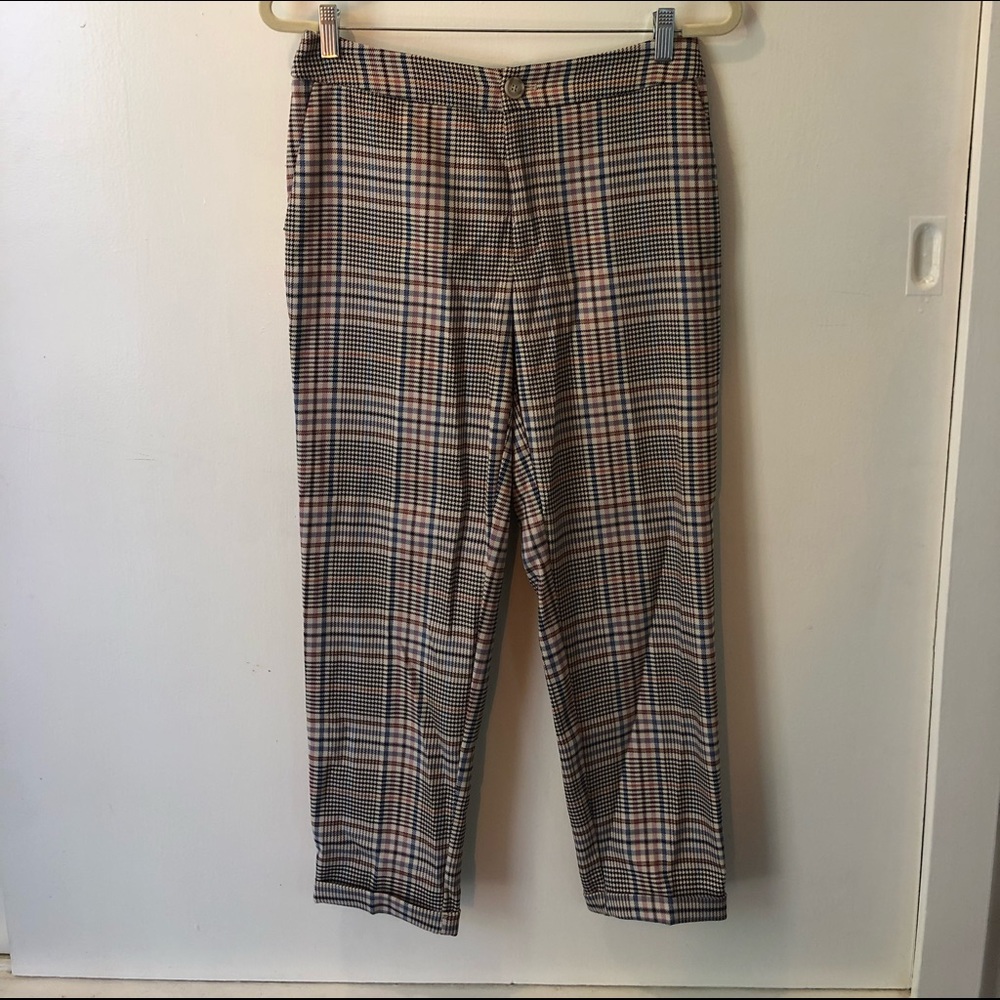 Anthropologie Plaid Cropped Trousers